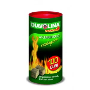 Diavolina Accendi Fuoco 100 Cubi Camino Stufa Forno Barbecue Ecologico